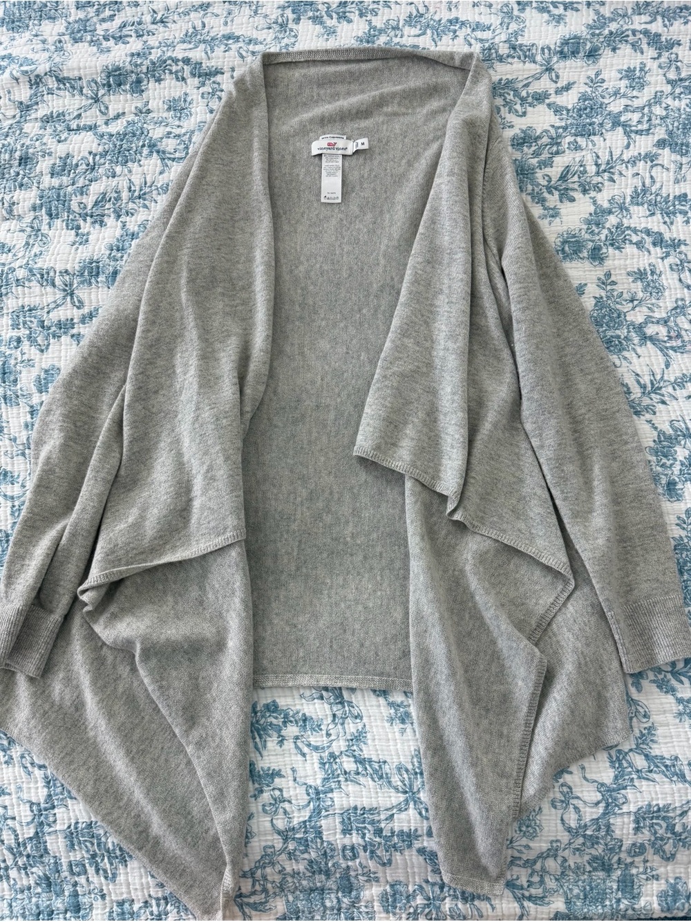 Vineyard Vines Light Gray Open-Front Draped Cardigan